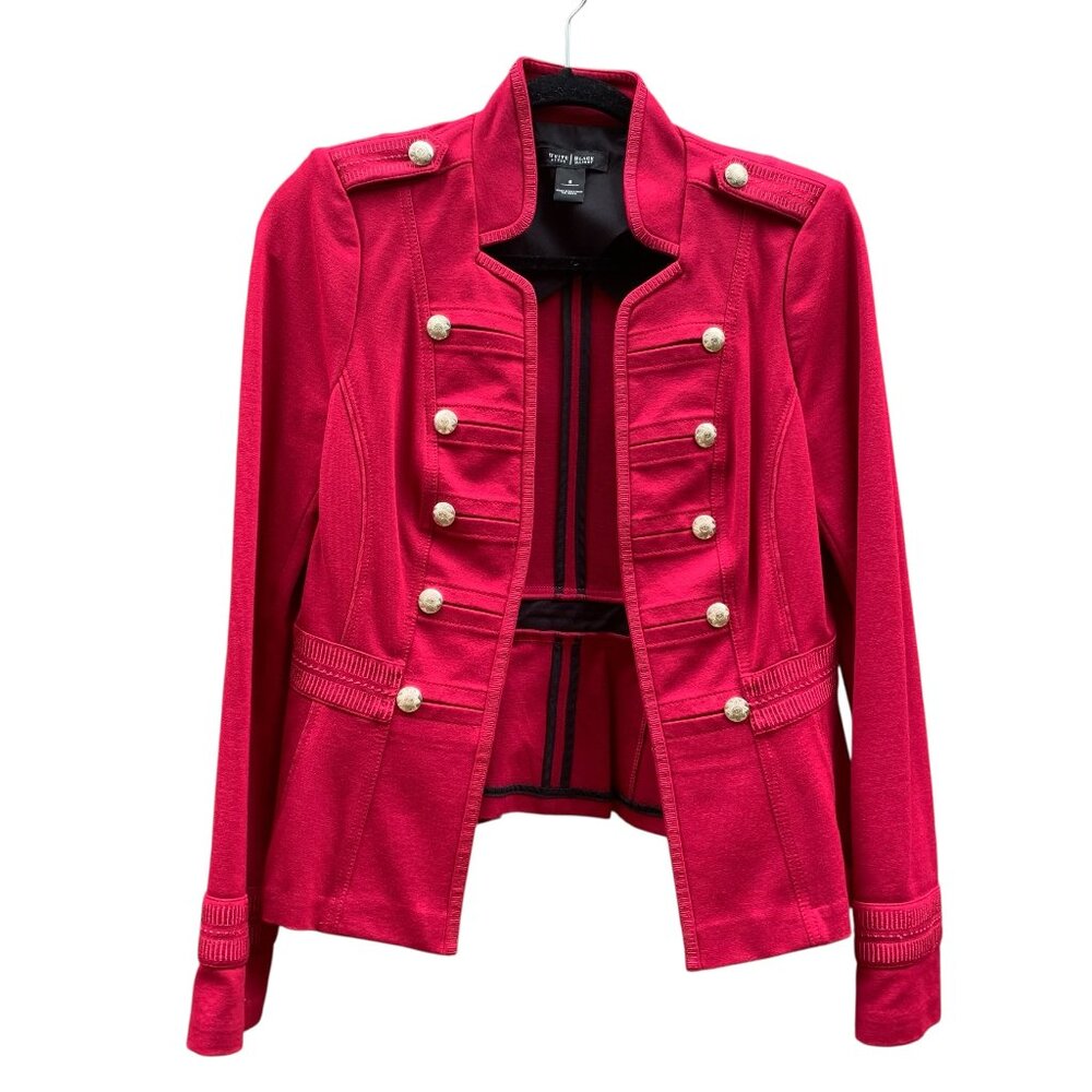 White House Black Market Red Military/Band Jacket w/ Gold Buttons Womens Size 6